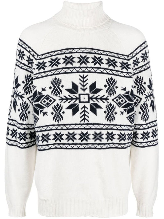 White Jacquard Cashmere Sweater