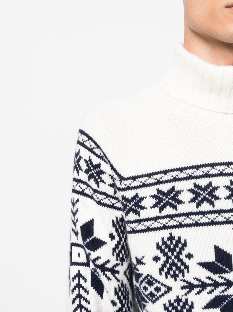 White Jacquard Cashmere Sweater