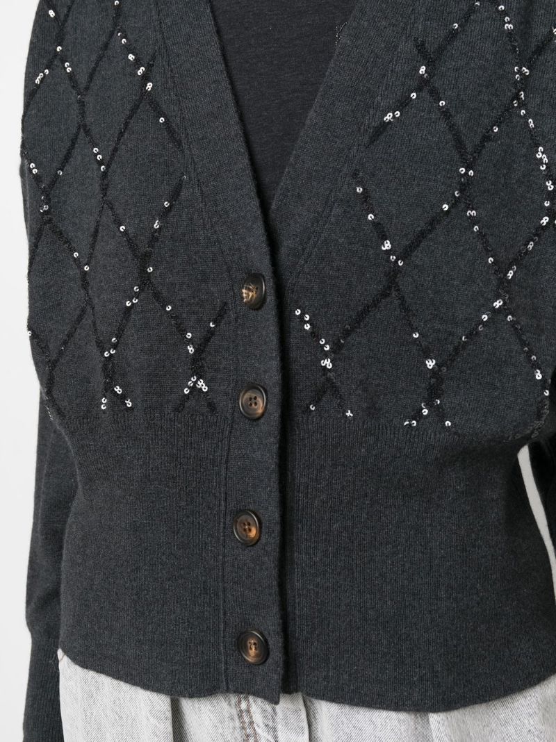 Grey Sequin-embellished Cashmere Cardigan