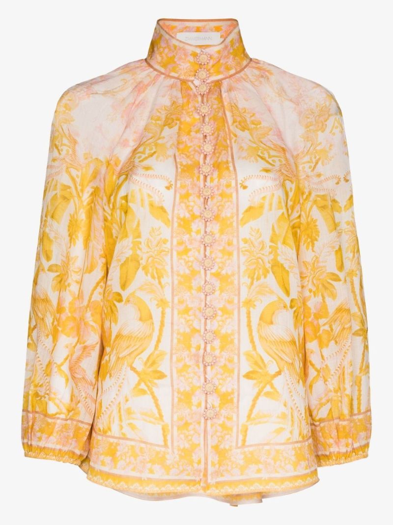 Yellow Lyre Billow Blouse