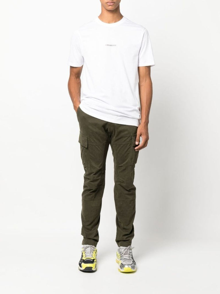 White Logo Print Cotton T-shirt