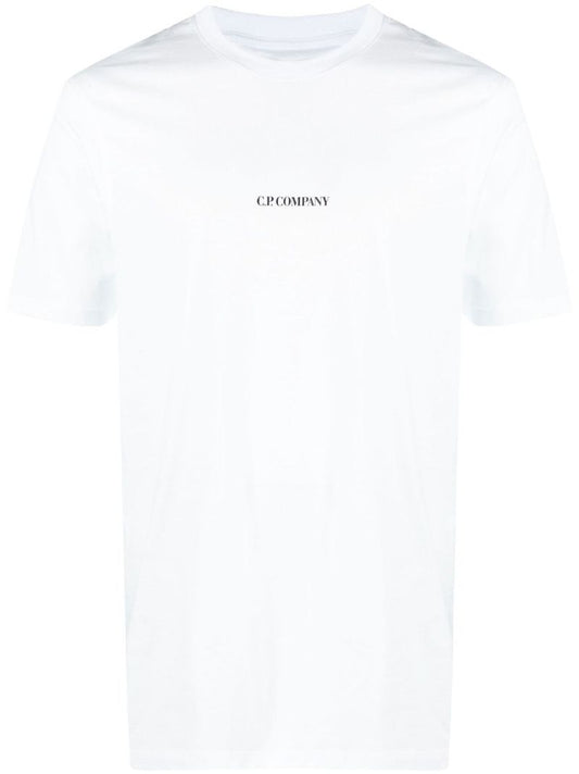 White Logo Print Cotton T-shirt
