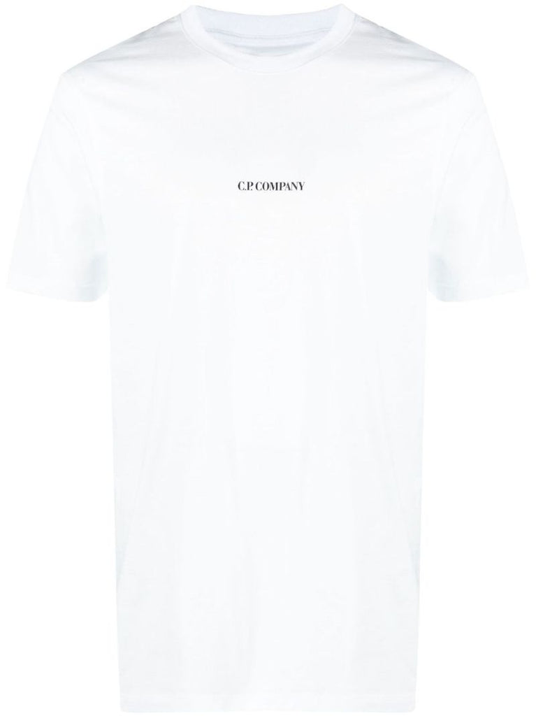 White Logo Print Cotton T-shirt