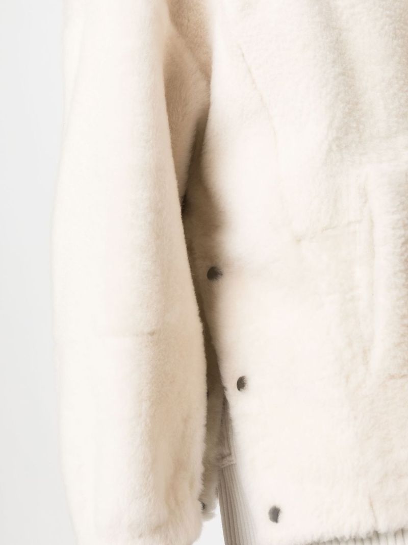 White Shearling Drawstring Hoodie