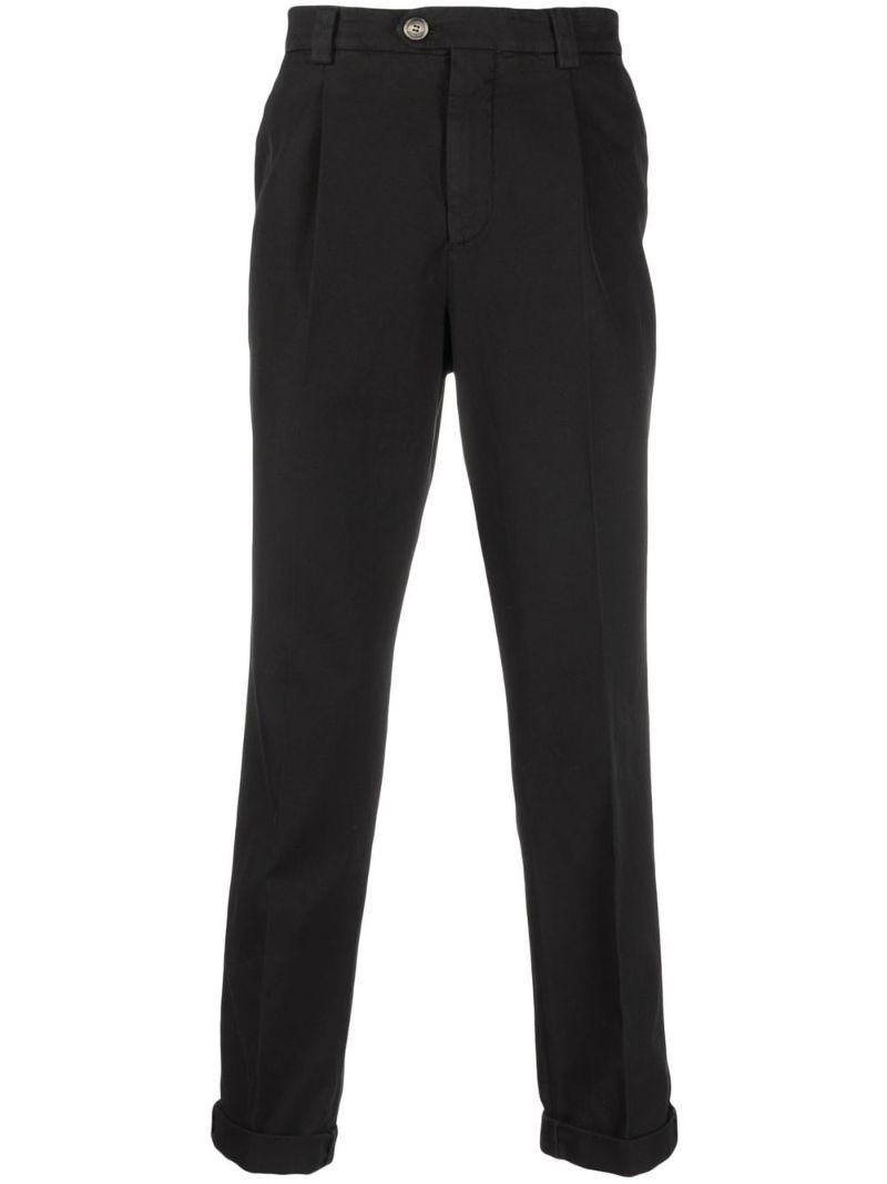 Black Cropped Cotton Trousers