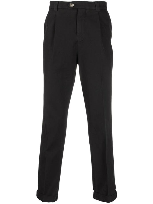 Black Cropped Cotton Trousers