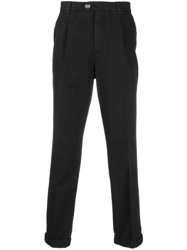 Black Cropped Cotton Trousers
