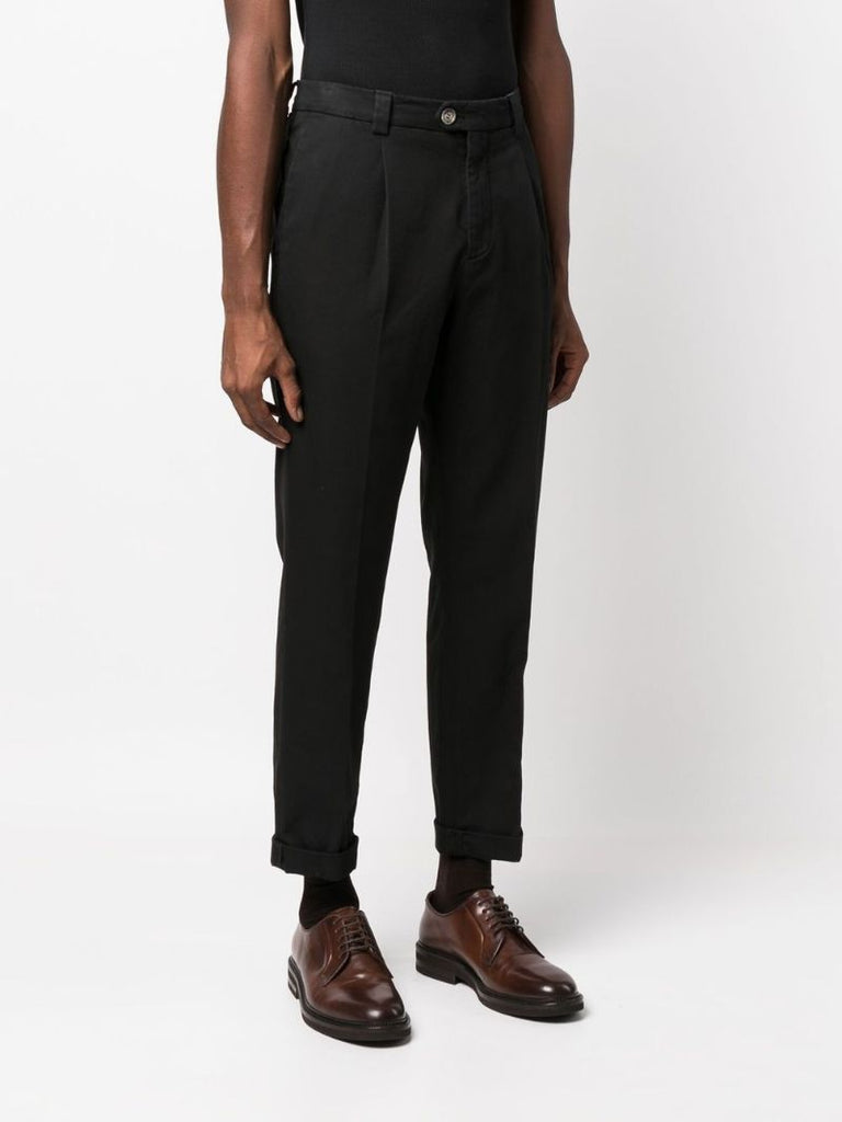 Black Cropped Cotton Trousers