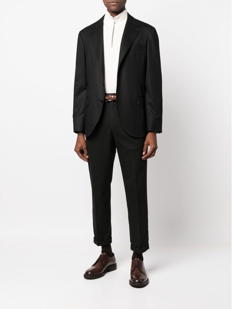 Black Cropped Cotton Trousers