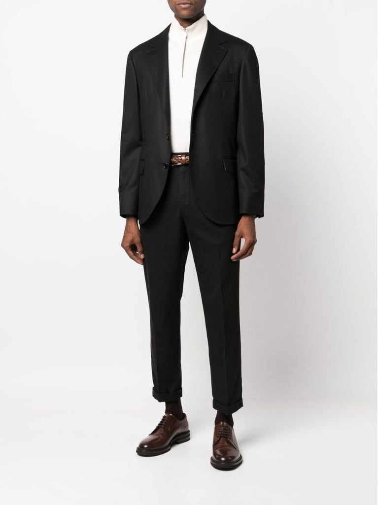 Black Cropped Cotton Trousers