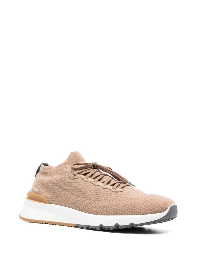 Neutral Knitted Low Top Sneakers