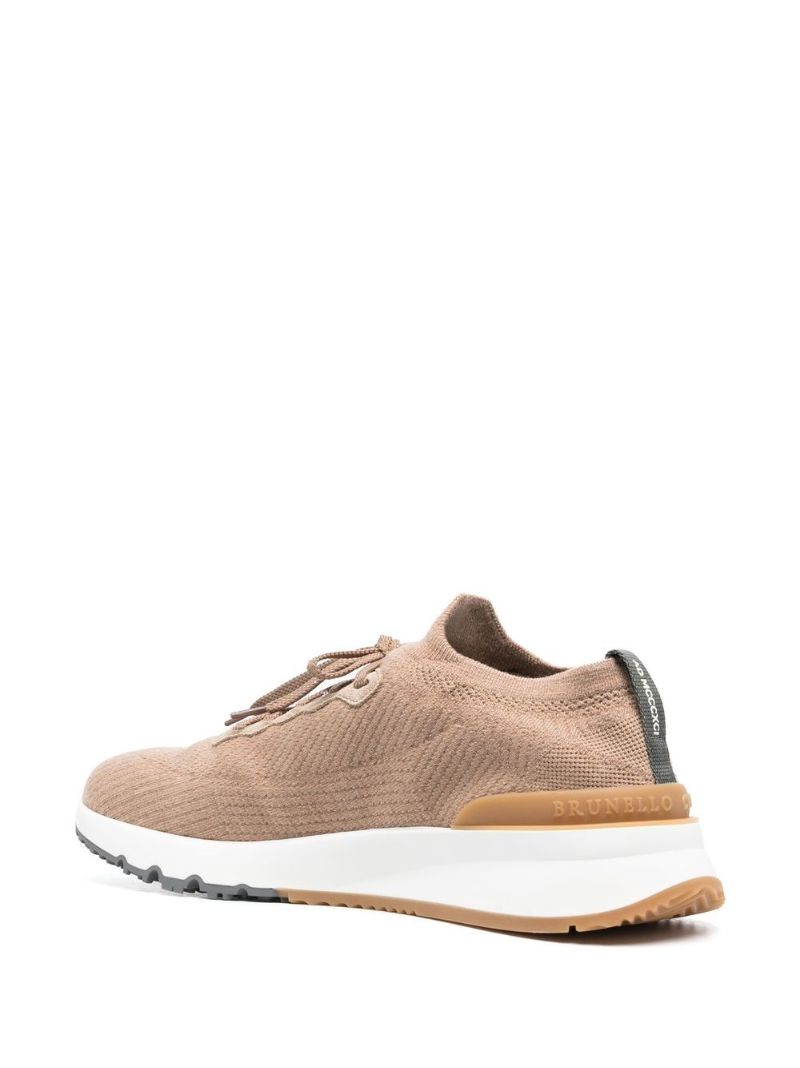 Neutral Knitted Low Top Sneakers