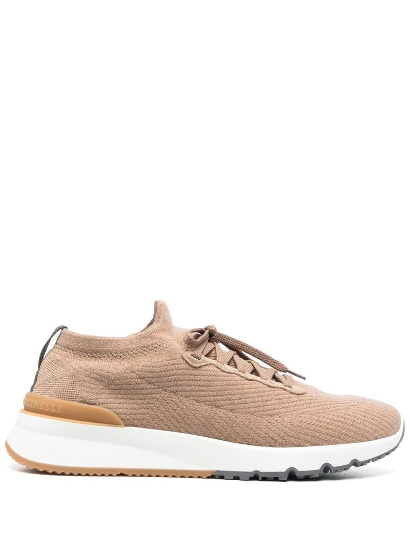 Neutral Knitted Low Top Sneakers