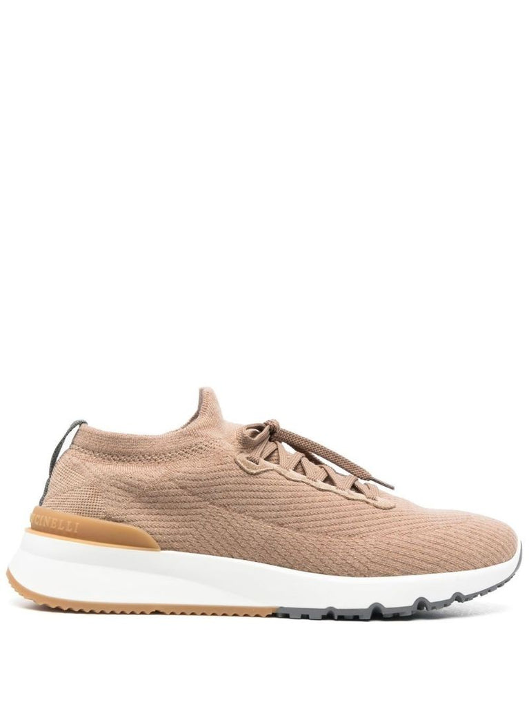 Neutral Knitted Low Top Sneakers