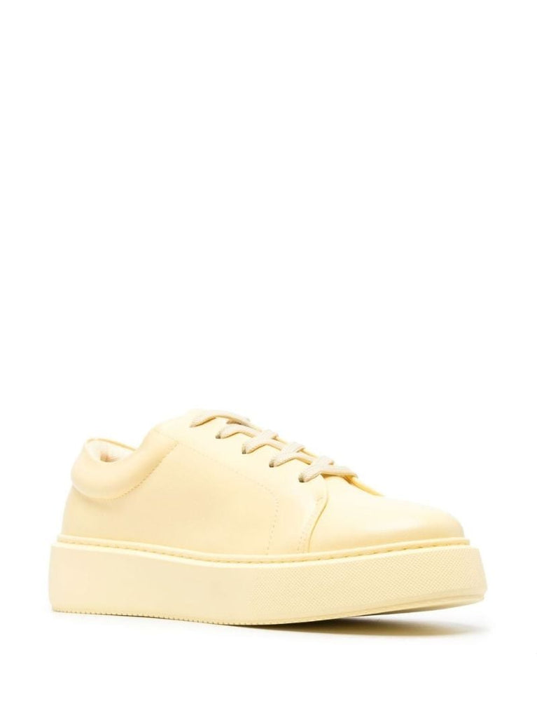 Yellow Sporty Faux Leather Sneakers