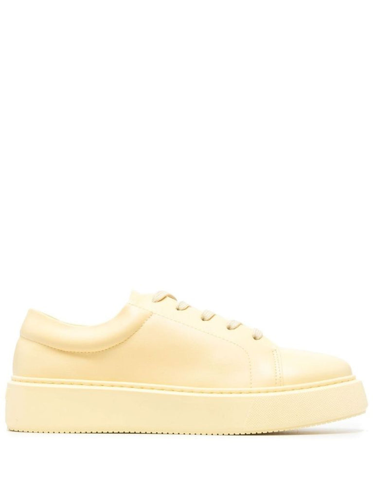 Yellow Sporty Faux Leather Sneakers
