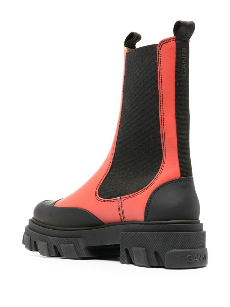 Red Leather Chelsea Boots