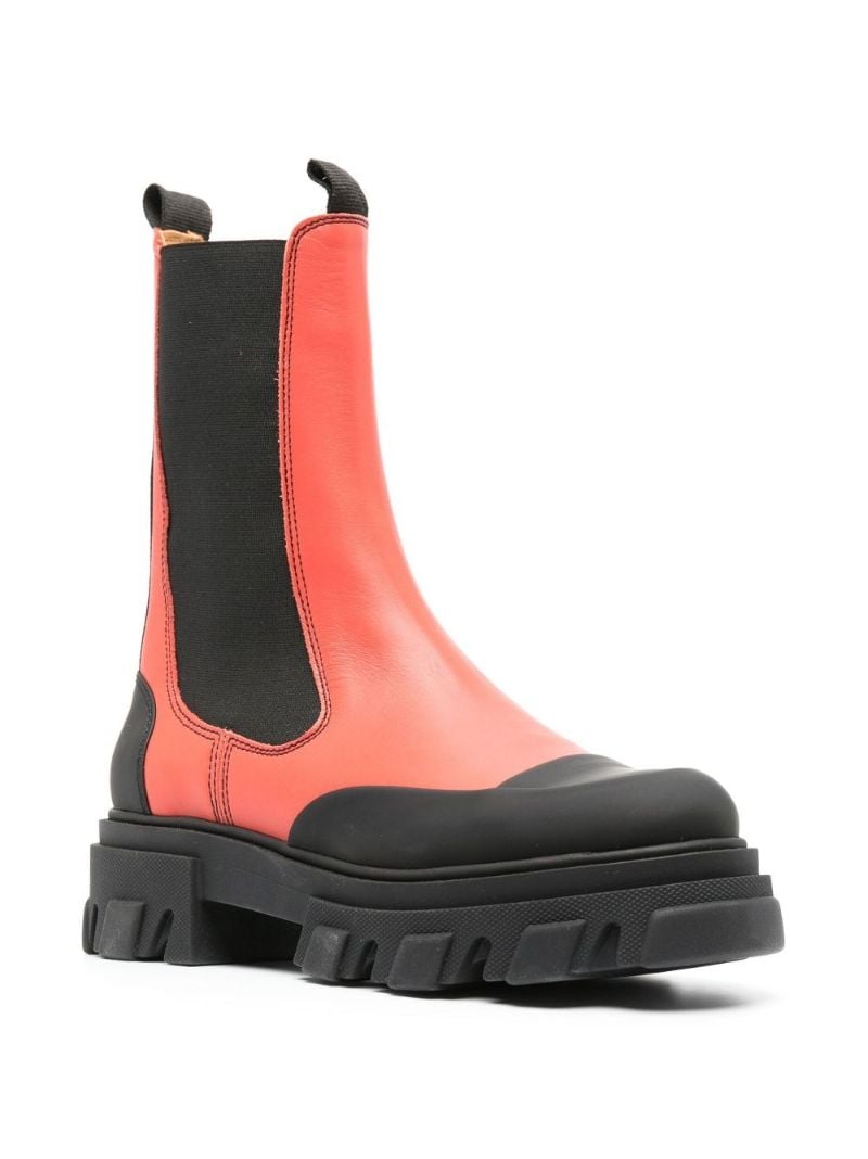 Red Leather Chelsea Boots