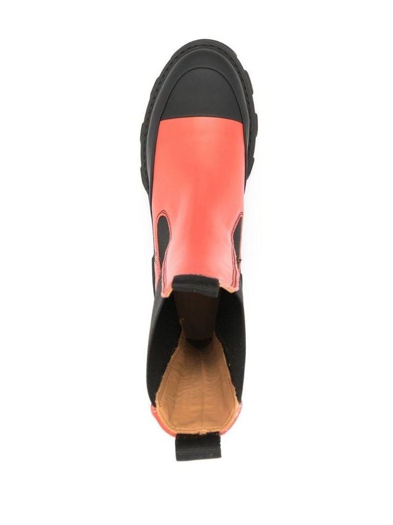 Red Leather Chelsea Boots
