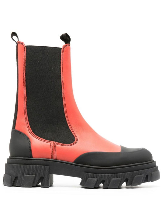 Red Leather Chelsea Boots