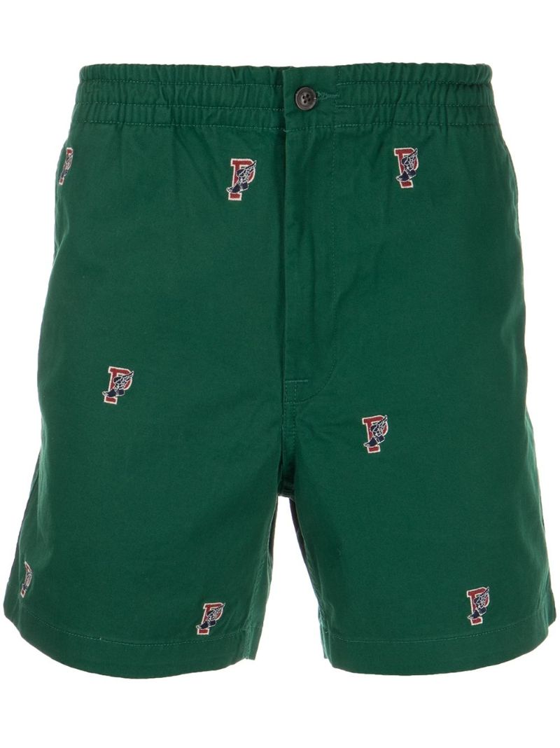 Green Logo Cotton Shorts