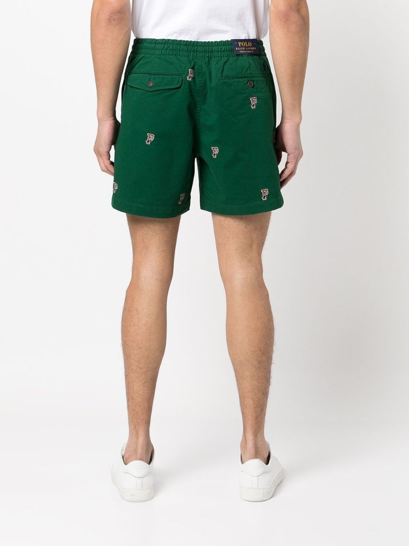 Green Logo Cotton Shorts