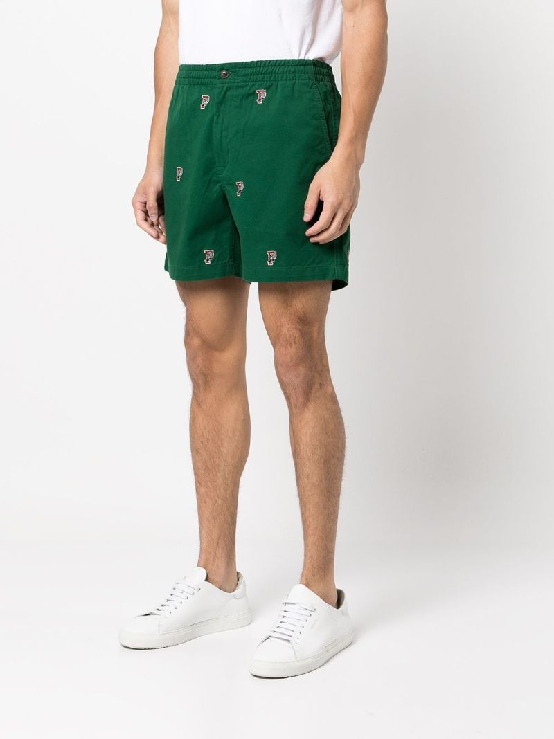 Green Logo Cotton Shorts