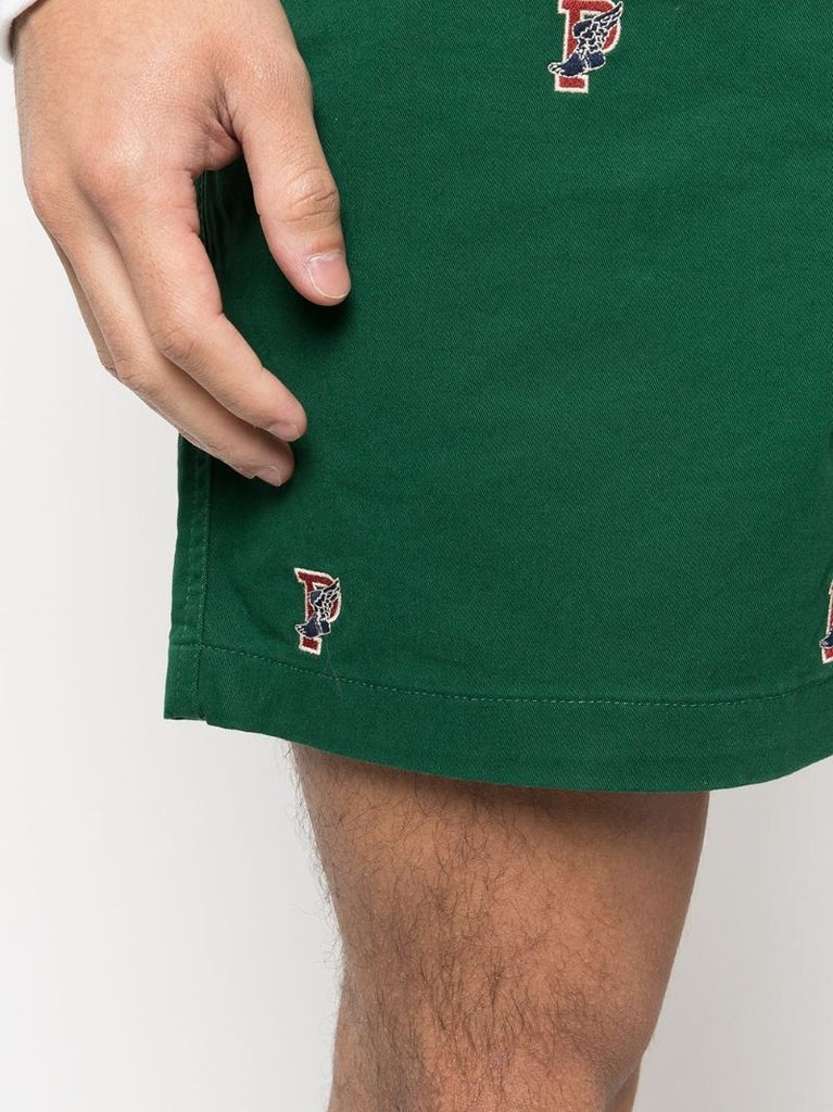 Green Logo Cotton Shorts