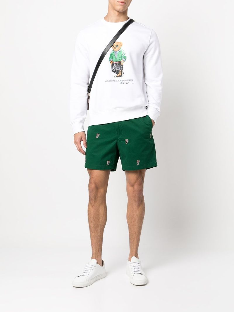 Green Logo Cotton Shorts