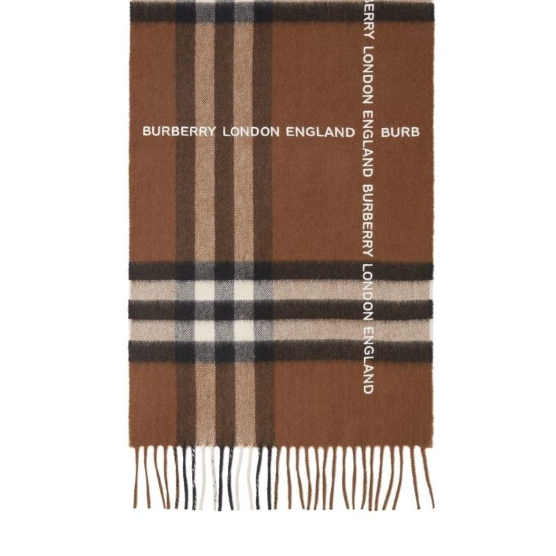 Brown Logo Check Cashmere Scarf