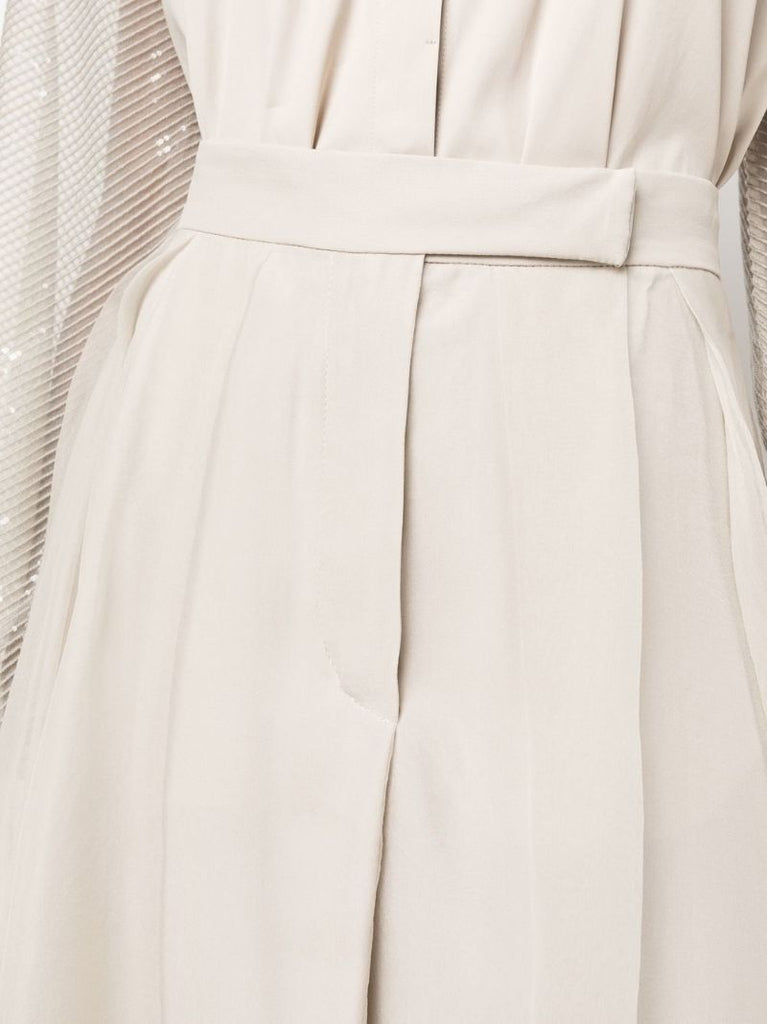 Neutral Silk Midi Skirt