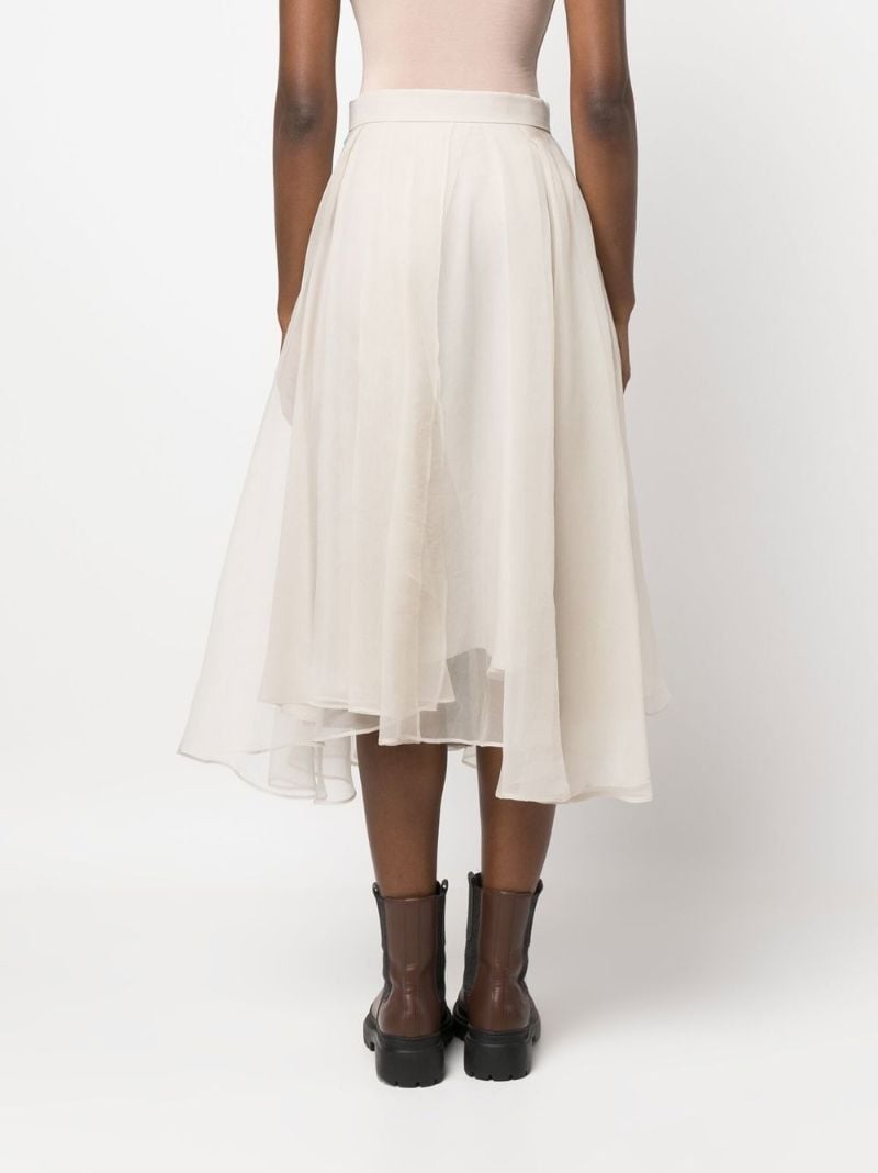 Neutral Silk Midi Skirt
