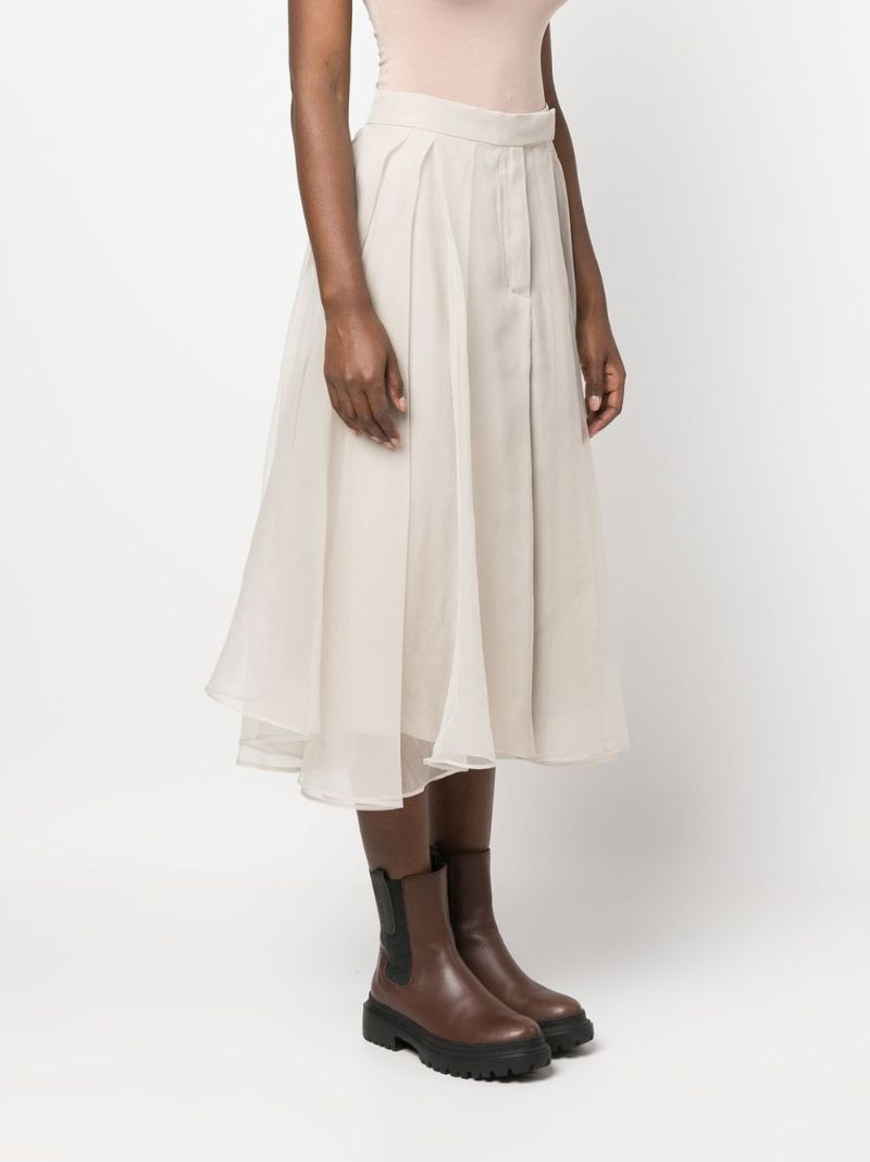 Neutral Silk Midi Skirt