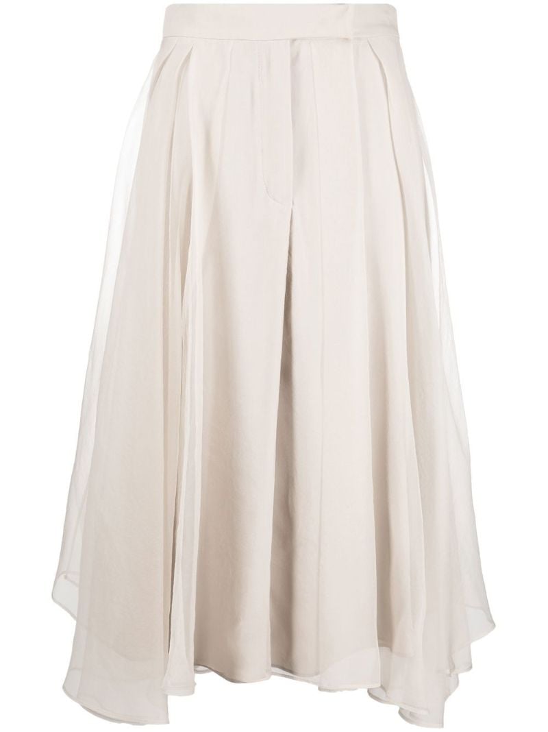 Neutral Silk Midi Skirt