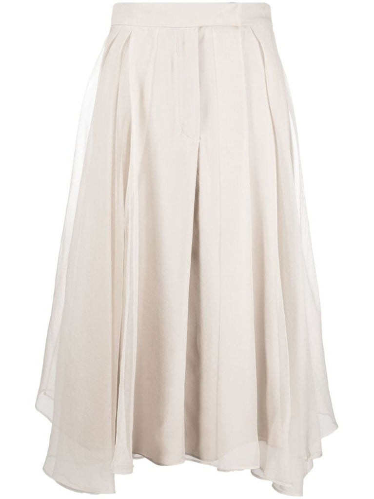Neutral Silk Midi Skirt