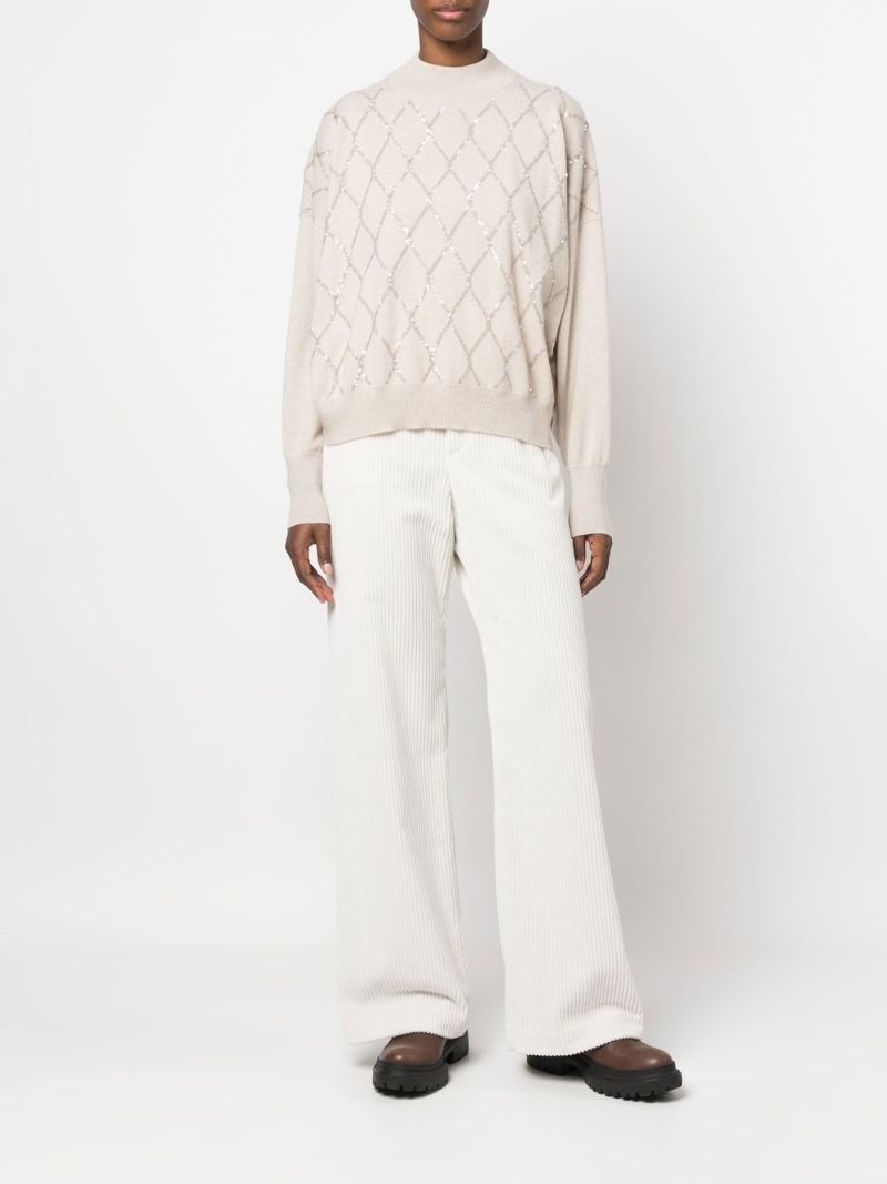 Neutral Sequin Mock Neck Sweater