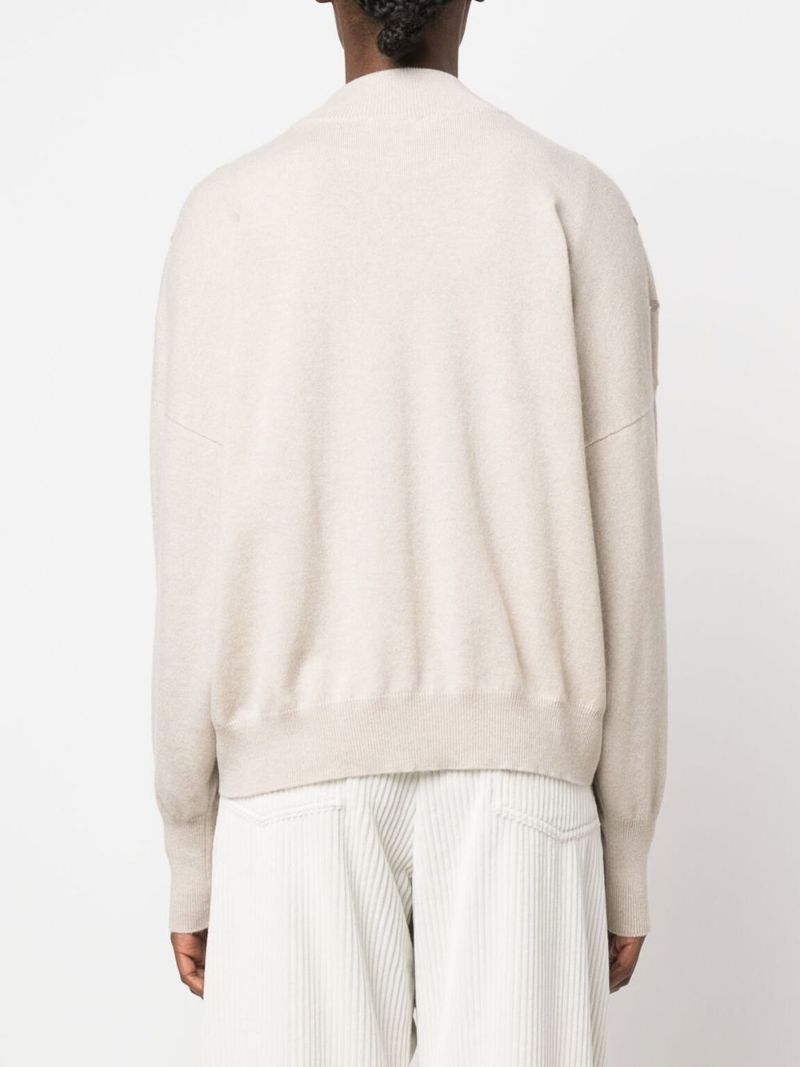 Neutral Sequin Mock Neck Sweater