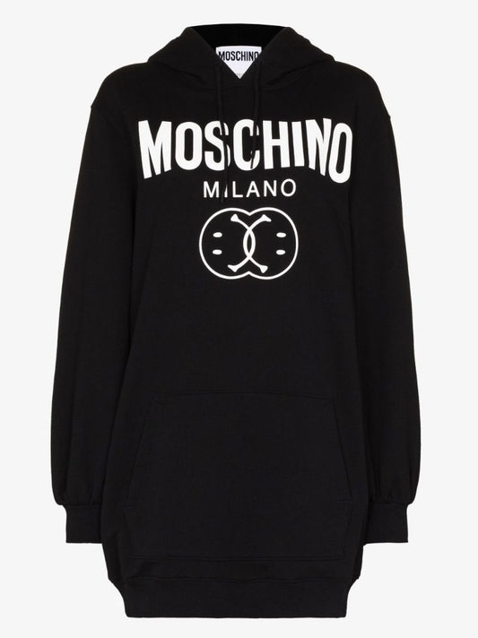 X Smiley Black Logo Cotton Hoodie