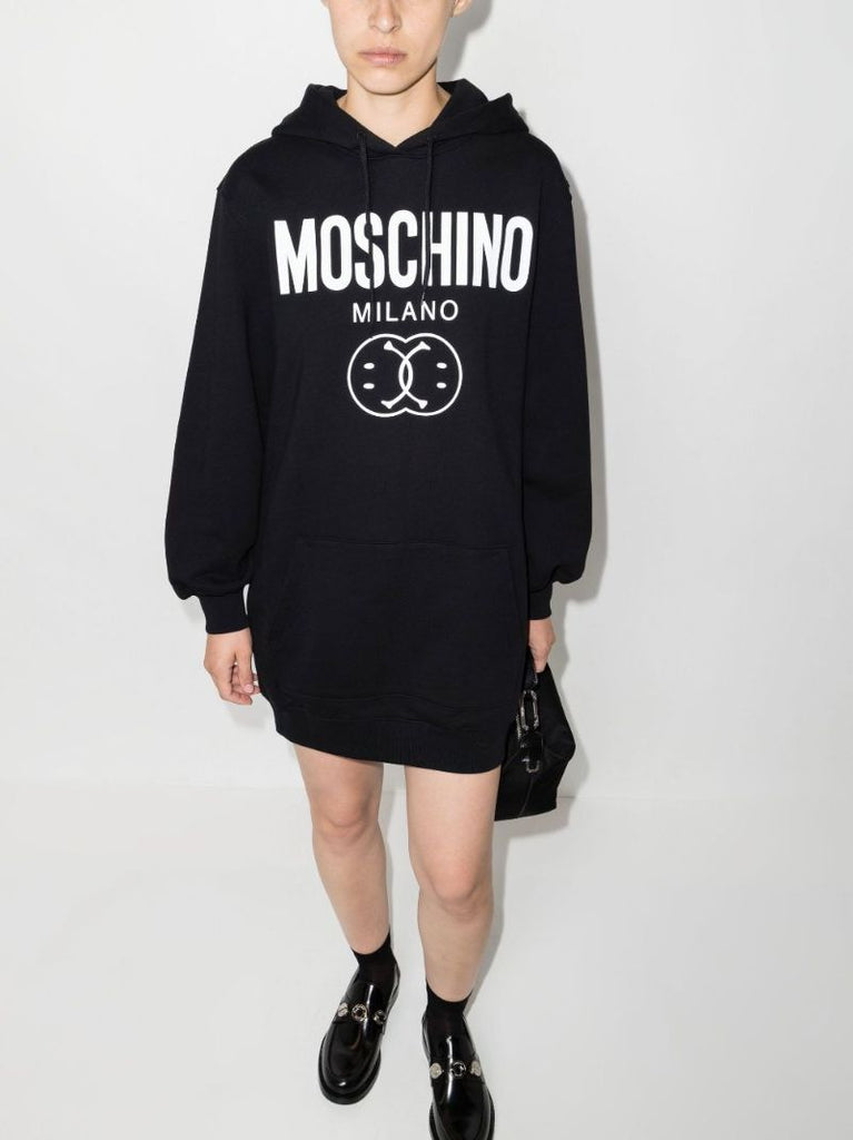 X Smiley Black Logo Cotton Hoodie