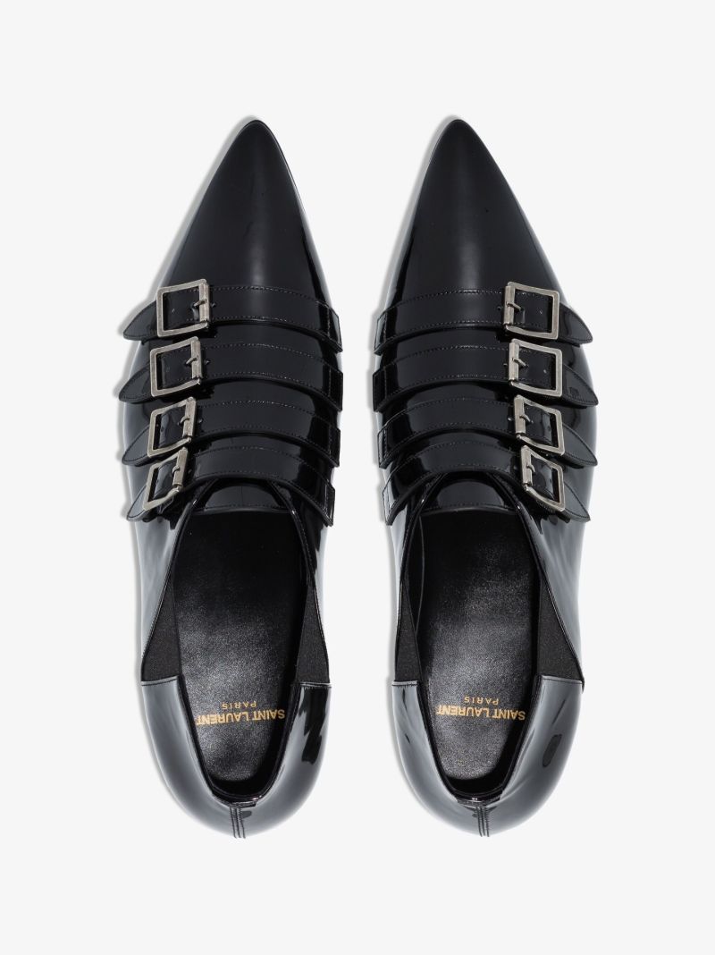Black Franklin Patent Leather Monk Shoes