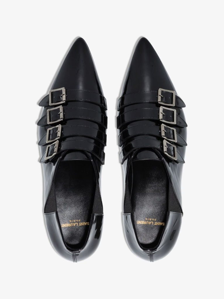 Black Franklin Patent Leather Monk Shoes