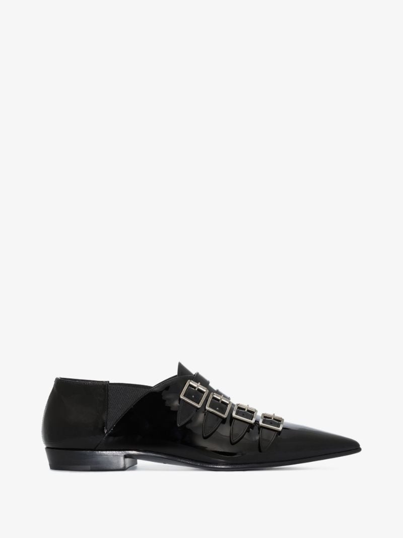 Black Franklin Patent Leather Monk Shoes