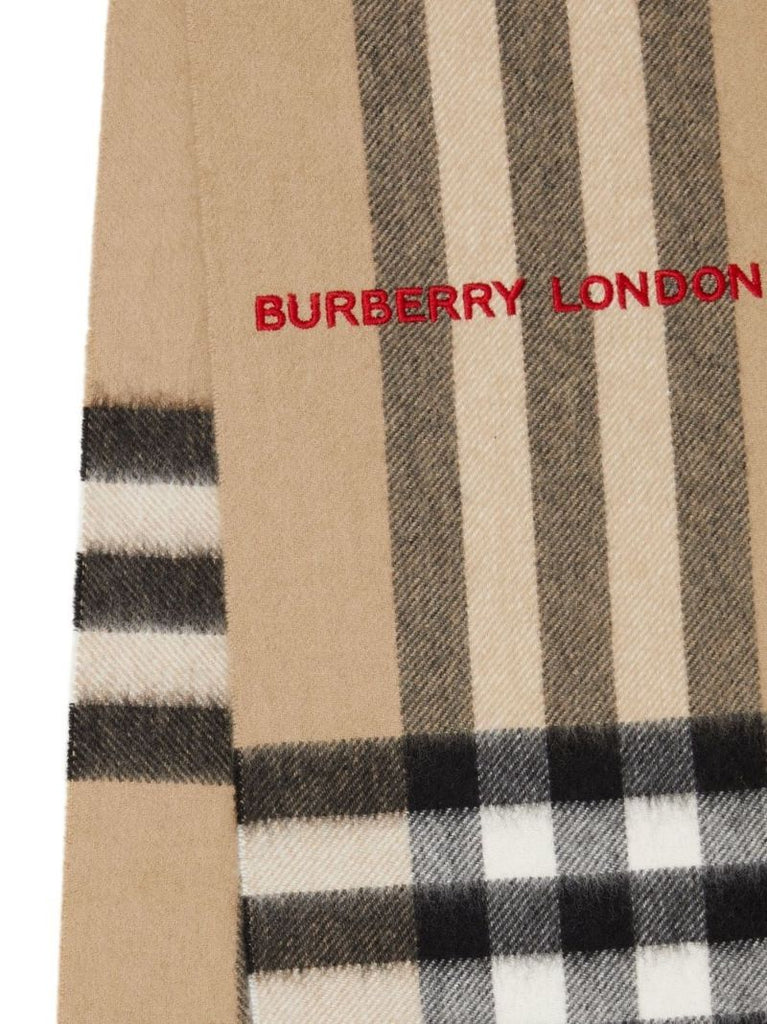 Neutral Logo Check Cashmere Scarf