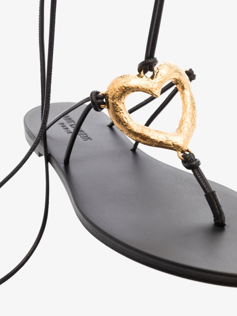 Black Love Leather Sandals