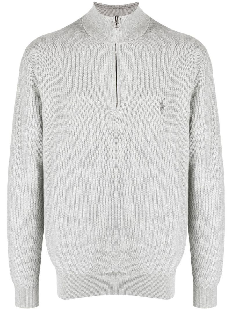 Grey Polo Pony Cotton Sweater