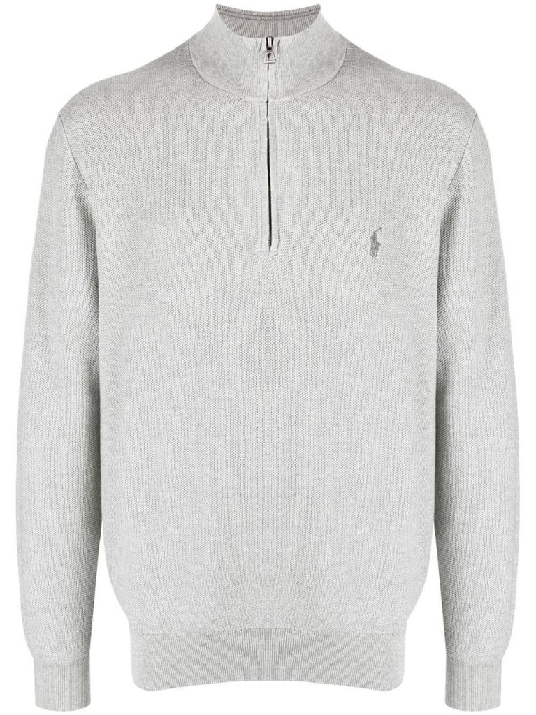 Grey Polo Pony Cotton Sweater