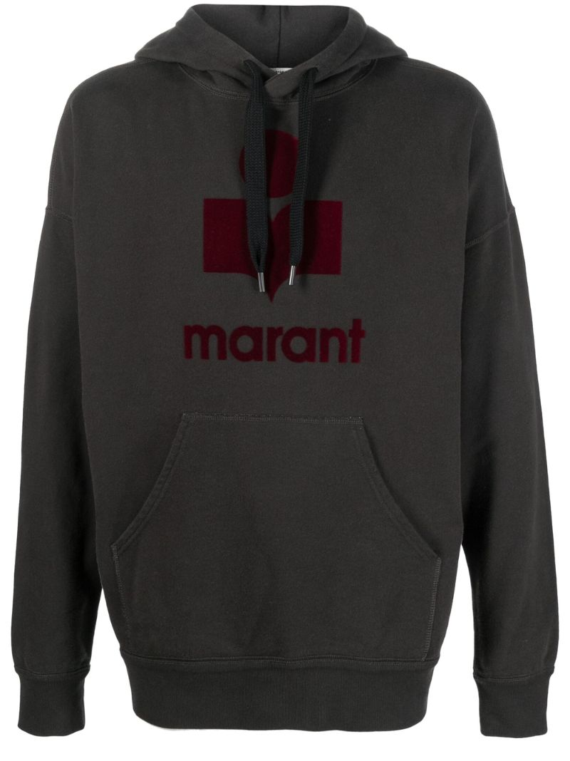Black Logo Print Cotton Hoodie