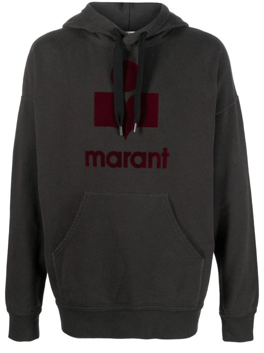 Black Logo Print Cotton Hoodie
