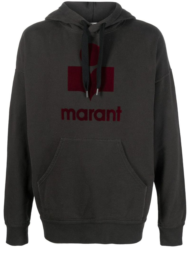 Black Logo Print Cotton Hoodie