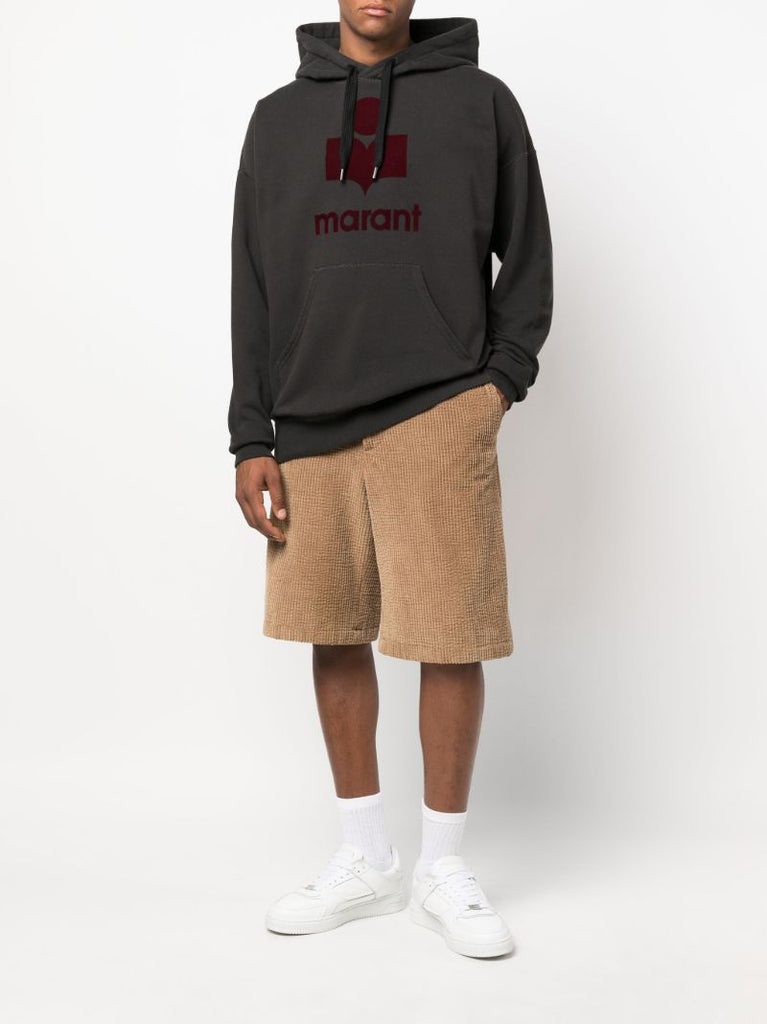 Black Logo Print Cotton Hoodie